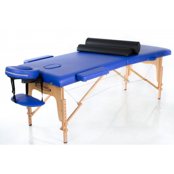 RestPro Classic 2 Blue Set Κρεβάτι Μασάζ Φυσικοθεραπείας Βαλίτσα Ξύλινο Massage Table + Massage Bolsters